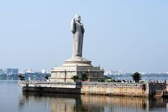 Buddha statue at the Hussain Sagar, Hyderabad