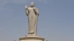 Buddha statue in the middle of Hussain Sagar lake