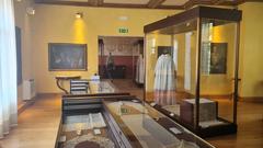 Interior view of a room with lace exhibits in the Museum of Lace in Burano