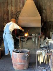 Heating metal in the forge fire