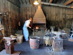 Blacksmith working with hammer and anvil