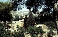 View of Dafni neighborhood in Athens, Greece with urban buildings and green landscape