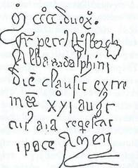 Inscription of Peter Strosberch, Latin abbot of Dafni