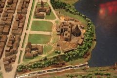 Model of the Canadian Parliament buildings from the 1800s displayed at the Bytown Museum