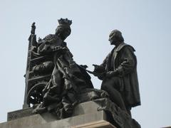 Granada monument depicting conversation between Queen Isabella and Christopher Columbus