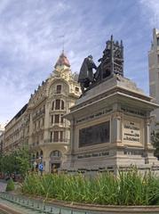 Monument with Columbus and Queen Isabella I on Plaza de Isabel la Católica in Granada