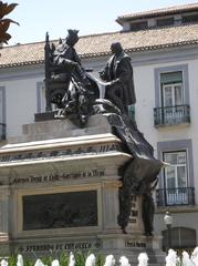 Plaza de Isabel la Católica with the monument to Columbus and Isabella, Granada, Spain