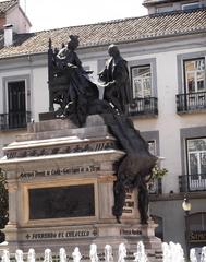 Statue of Christopher Columbus convincing the Catholic Monarchs in Granada