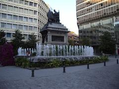 Plaza Isabel La Catolica in Granada city with a statue of Queen Isabel and Christopher Columbus