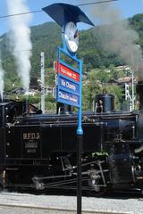 Historical train destination display at Blonay