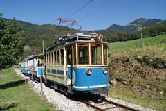 Historic trams and locomotives at Blonay-Chamby, Switzerland, during Tessinoise Day, September 2011