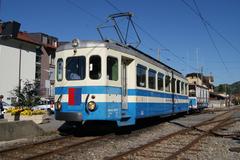 Photo of trams at Blonay station during the Tessinoise day on 10 September 2011