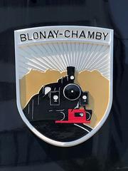 Coat of arms of Blonay–Chamby museum railway on Stadler GTW SURF ABeh 2/6 7503 of Transports Montreux–Vevey–Riviera in Switzerland