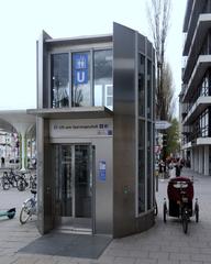 Elevator to the mezzanine level at Münchner Freiheit U-Bahn Station in Munich