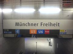 U-Bahn station Münchner Freiheit sign in Munich