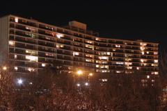 The Faircrest building in Ottawa lit up at night during Earth Hour 2008