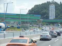 Bukbu Arterial Highway Jungnang Interchange construction zone with view towards Wangjagung Maeul