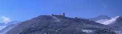 Castillo de Santa Catalina in Jaén covered in snow