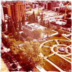 East end of Central Memorial Park with Memorial Library