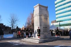 Central Memorial Park in Calgary at dawn on Remembrance Day