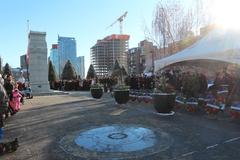 The city of Calgary at dawn on Remembrance Day