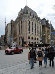 Corner Sparks and Elgin Streets in Ottawa with Central Post Office and Lord Stanley's Gift Monument