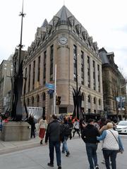 Corner of Sparks and Elgin Streets in Ottawa featuring the Central Post Office and Lord Stanley's Gift Monument