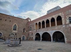 Southwest corner of the courtyard at the Palace of the Kings of Majorca in Perpignan