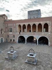 Palau dels Reis de Mallorca courtyard view from the upper gallery of the east wing in Perpignan