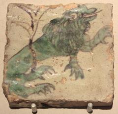 Ancient pavement tile from the Palace of the Kings of Majorca