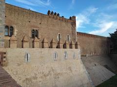 Palau dels Reis de Mallorca west facade with barbican and moat