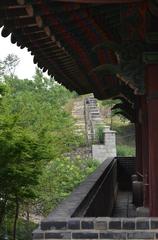 Changuimun Gate in Seoul with Fortress Wall continuing across the street