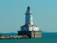 Chicago Harbor Light on the shores of Lake Michigan