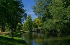 Christ Church Meadow Walk with lush green trees and walkway