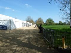 Book festival marquee on the edge of Christ Church Meadow