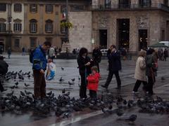 feeding the pigeons in Duomo Piazza, Milan