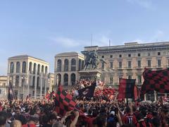 AC Milan fans celebrating 2021–22 Serie A win at Piazza del Duomo