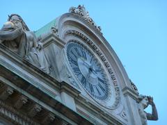 Outdoor clock on a brick building