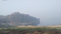 Chunar Fort on top of the hill with the Holy Ganga River in the foreground