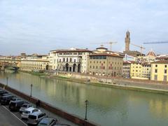 Panoramic view from Palazzo Capponi terrace towards the Uffizi Gallery in Florence