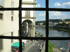 Corridoio Vasariano view of Uffizi Tribune and Arno River