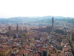 View of Firenze, Italy from the bell tower featuring Palazzo Vecchio