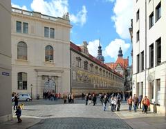 View of Fürstenzug mural at Stallhof on Augustusstraße in Dresden