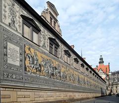 Dresden Augustusstraße view with 102-meter Fürstenzug mural