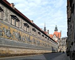 Augustusstraße in Dresden with Fürstenzug mural