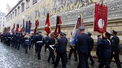 7th International Florian Day parade in Dresden featuring the Dresden Fire Department from Altmarkt to Neumarkt on May 4, 2019