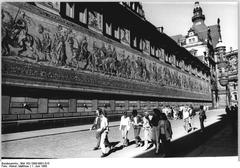 Fürstenzug mural at the rear of the Stallhof in Dresden