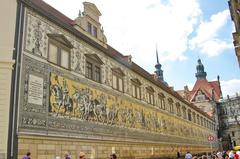 Fürstenzug mosaic on the north wall of Stallhof, Augustusstraße, Dresden