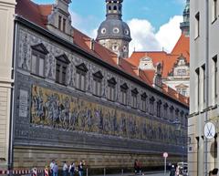 General view of the Fürstenzug in Augustusstrasse, Dresden, Germany