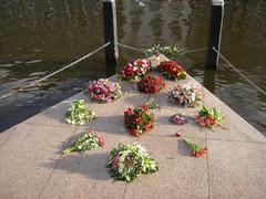 Flowers on a part of the Homomonument in Amsterdam